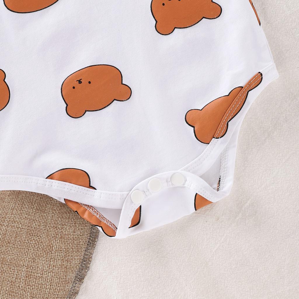 Set áo liền quần tay ngắn + mũ thời trang đáng yêu dành cho trẻ sơ sinh