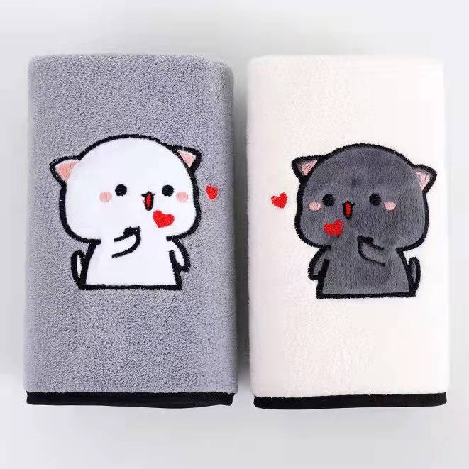 Bộ 2 Khăn Tắm / Khăn Tắm Mềm Mại Thấm Hút Tốt Nhanh Khô In Họa Tiết Hoạt Hình Dễ Thương Cho Người Lớn Và Trẻ Em