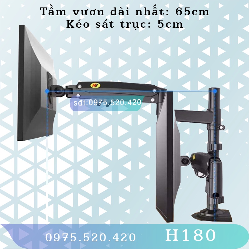 H180 - Giá treo 2 màn hình [17-35 inch]/ Giá đỡ 2 màn hình/ Phiên bản 2 tay của H100 [Cao cấp hơn M052 M074 F160]