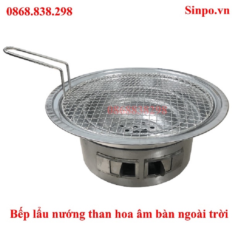 Bếp lẩu nướng than hoa âm bàn ngoài trời có cốc đựng cồn giá rẻ