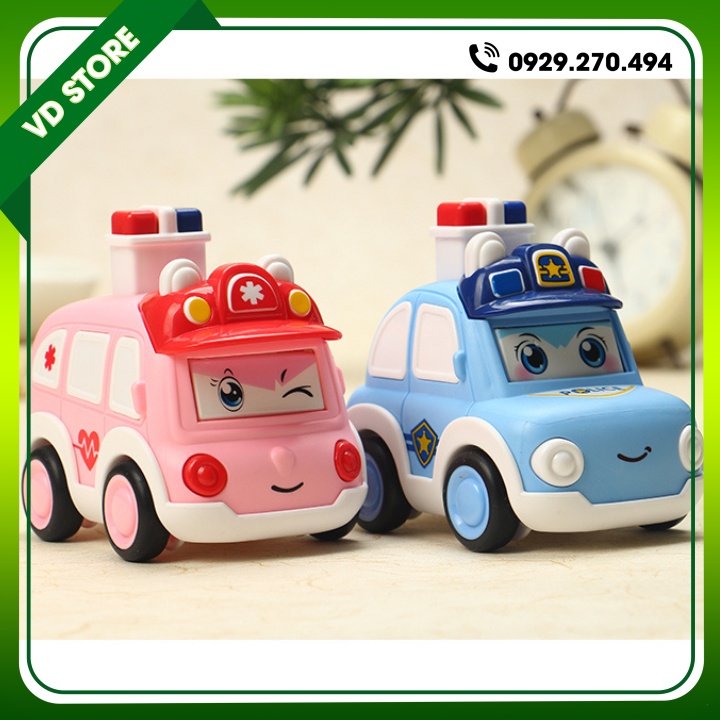 Đồ Chơi Xe Cảnh Sát Cứu Thương Cứu Hỏa Cần Cẩu Nhấn Nút Chạy Đà Dễ Thương Cho Bé