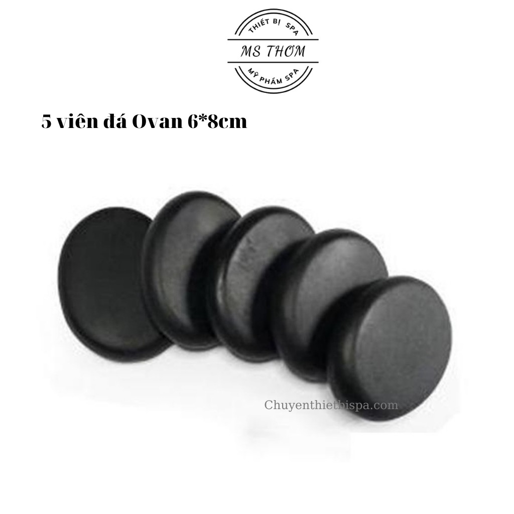 Bộ 5 Viên Đá Bazan Nóng Massage Tròn Trung 8x8x2cm - Đá bazan thiên nhiên 100%