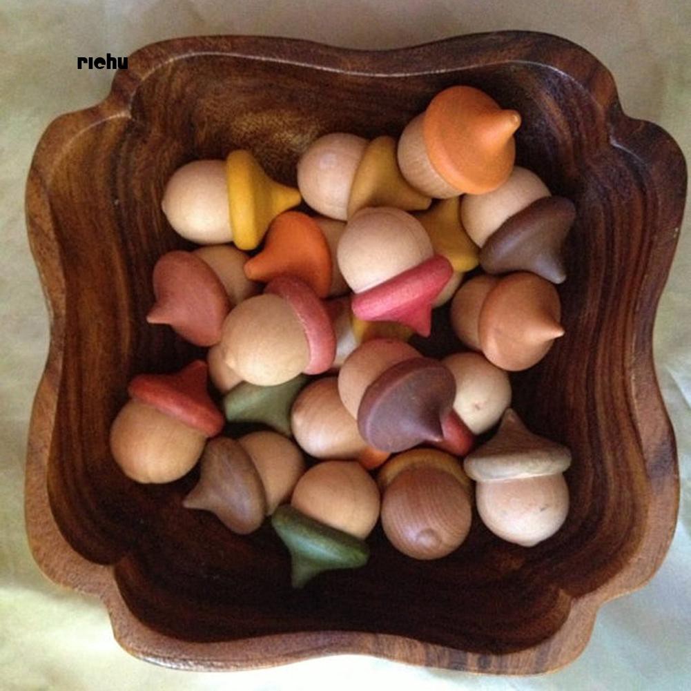 Set 10 trái hạt dẻ bằng gỗ trơn màu dùng để vẽ trang trí thủ công