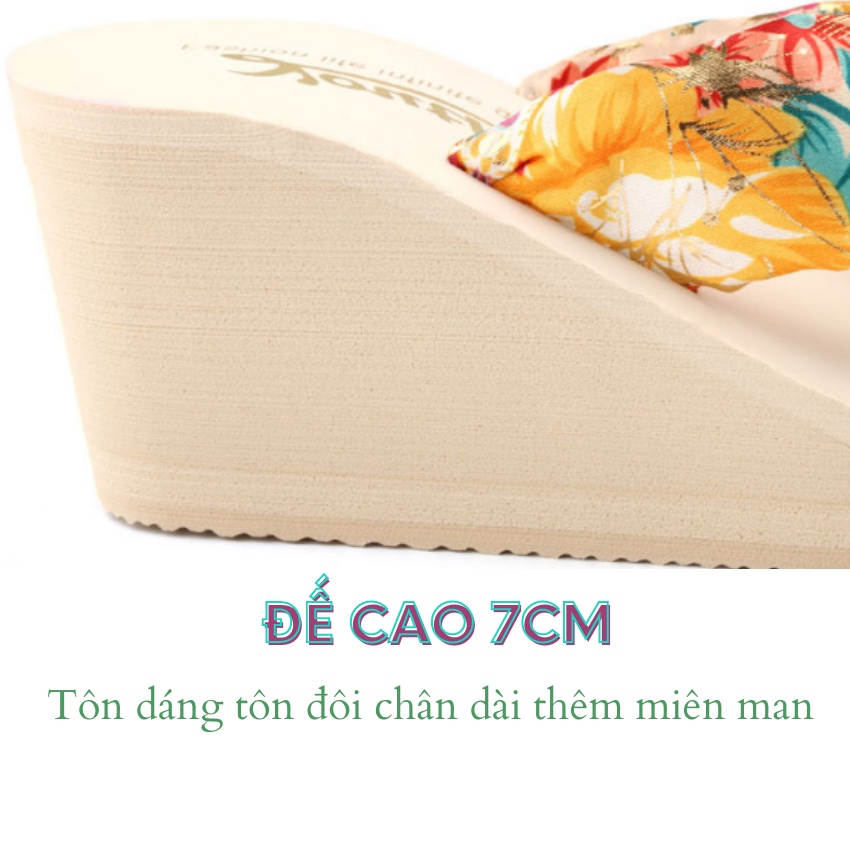 Dép Tông Nữ Đế Cao 7cm Xỏ Ngón Thời Trang Biển Đẳng Cấp Quý Cô