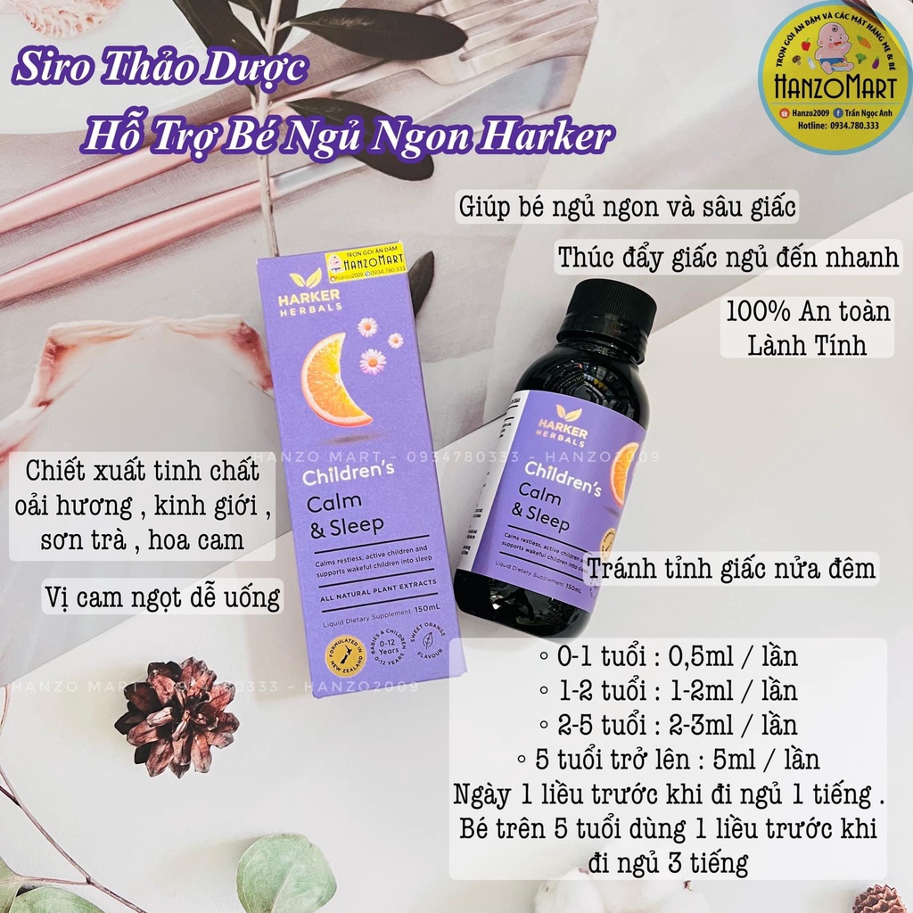 Harker tím Siro Ngủ Ngon Herbals Calm &amp; Sleep New Zealand 150ml cho bé