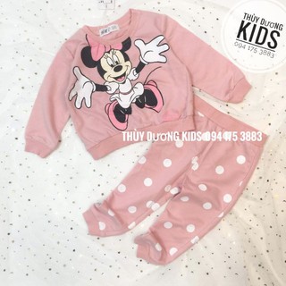 Bộ nỉ Hm Mickey peekabow kết hợp quần chấm bi xuất cho bé gái