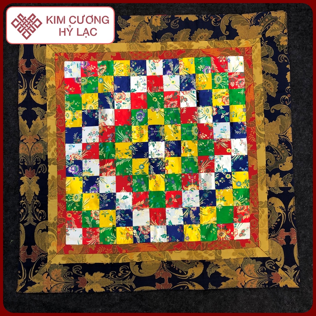 Khăn Trải Ban Thờ,Đạo Tràng Gấm Ngũ Sắc Trang Trí Bàn Thờ Mật Tông [Kim Cương Hỷ Lạc] Loại 1 Giá Tốt