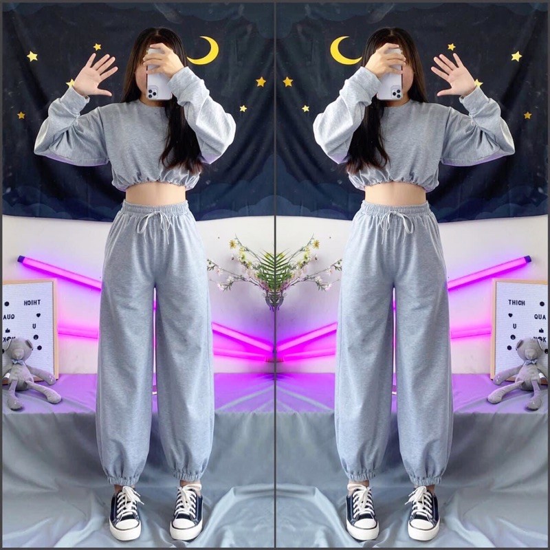 Set áo croptop + jogger pant