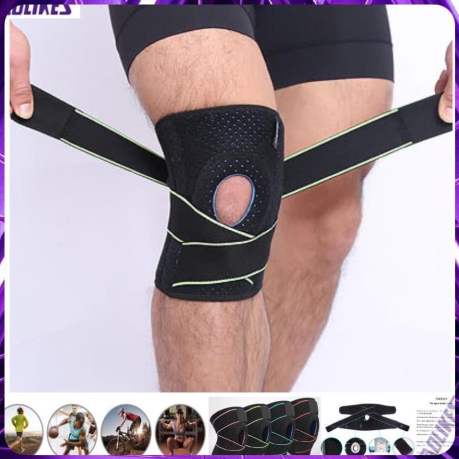 Đai đầu gối Aolikes hx 7908 có đệm hơi silicone thoáng khí bó ống khớp băng cuốn bảo vệ quấn gym yoga cầu lông