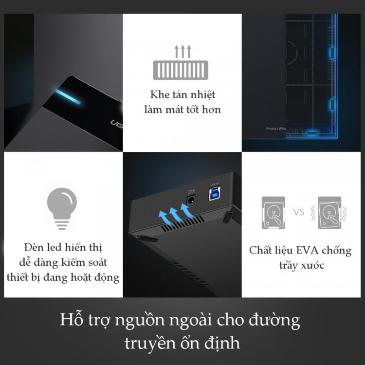 Hộp Đựng Ổ Cứng 3.5inch SATA USB 3.0 Hỗ Trợ HDD 10TB UGREEN 50422 - Hàng Chính Hãng