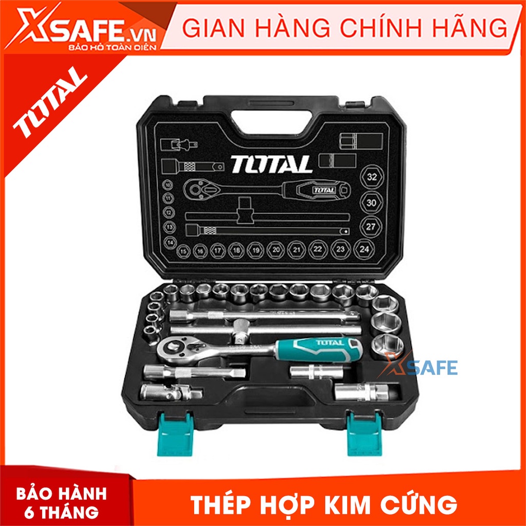 Bộ đồ nghề 27 chi tiết TOTAL THT121251 1/2&quot;, bộ dụng cụ cần siết 2 chiều kèm Socket chất liệu CV (50BV30) - Chính hãng