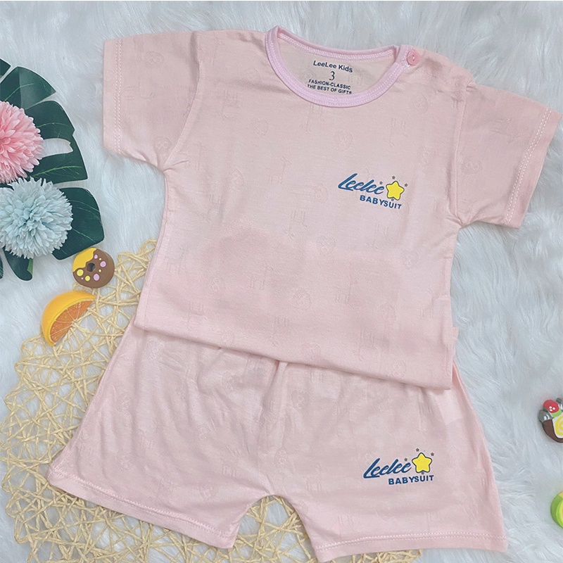 Bộ cộc tay bé trai, bé gái sơ sinh vải thông hơi sợi tre mềm mịn thoáng mát co giãn 4 chiều _ B44