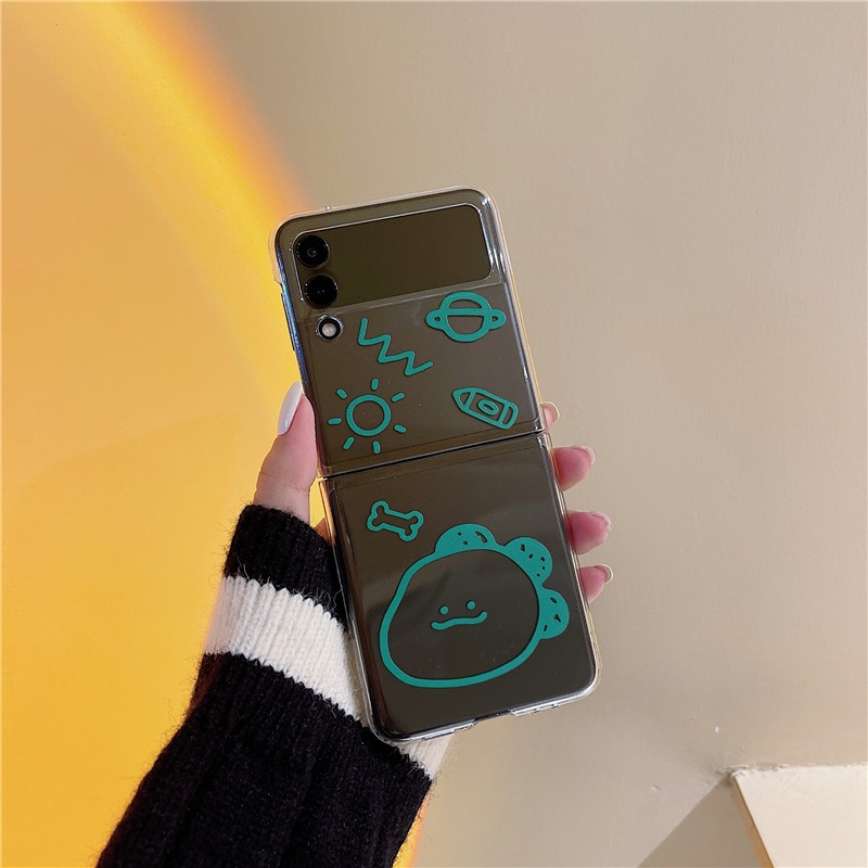 Ốp Điện Thoại PC Cứng Trong Suốt Chống Sốc Họa Tiết Khủng Long Cho Samsung Galaxy Z Flip 4 5G Z Flip 3 5G