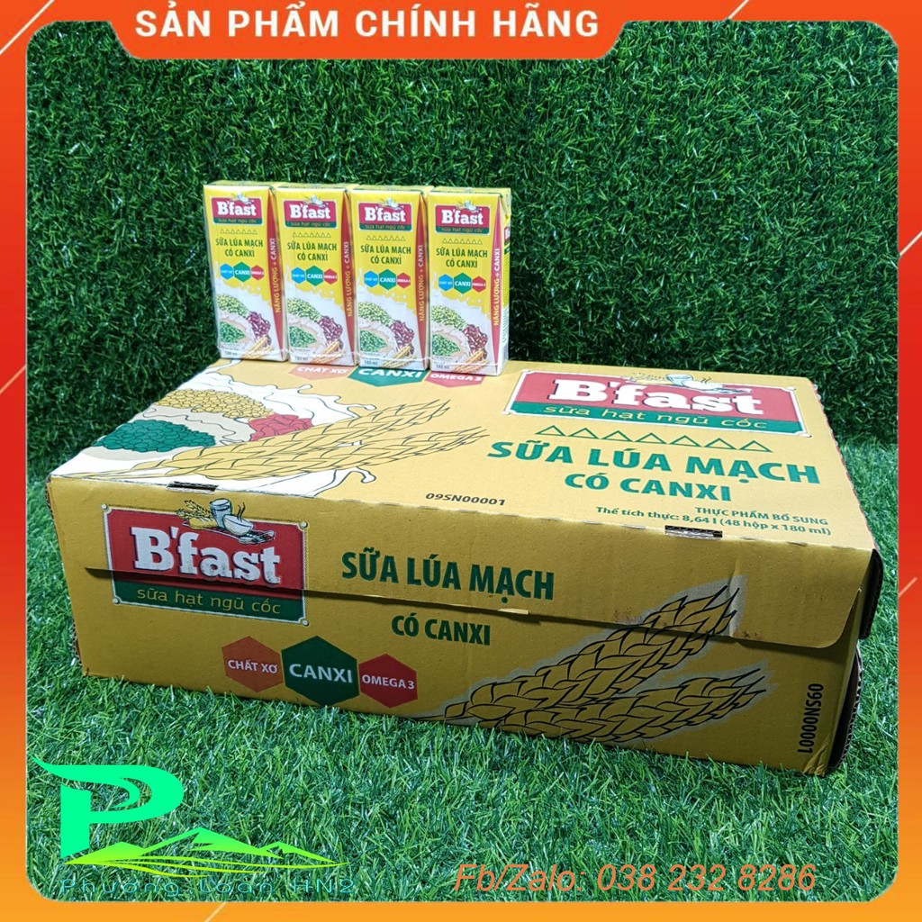 Sữa lúa mạch có canxi B'fast 180ml - Sữa B'fast - Sữa hạt ngũ cốc - thùng 48 hộp