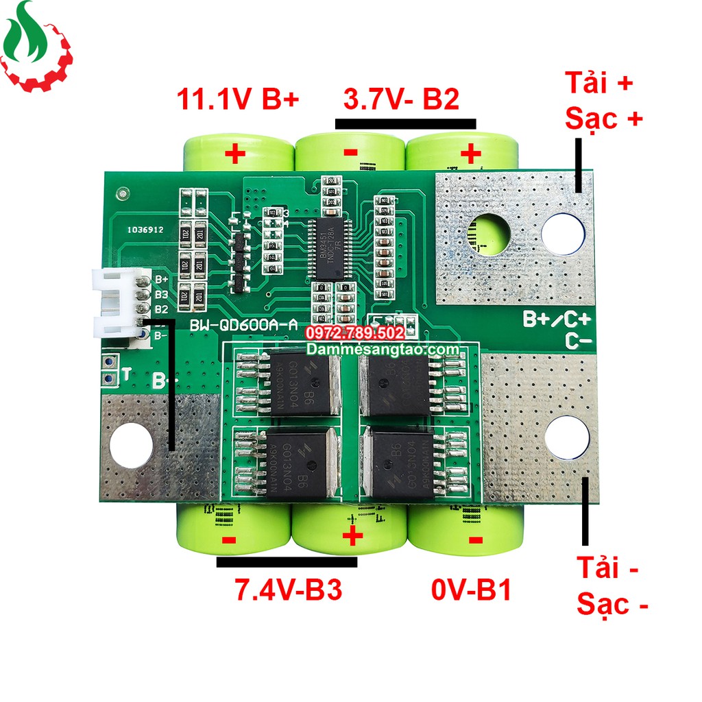 Mạch 3S 12V 600A BW bảo vệ pin Li-ion 3.7V