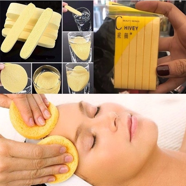 Bông nở Mút Nở rửa mặt, bọt biển rửa mặt Chivey Nhật Bản hàng loại 1