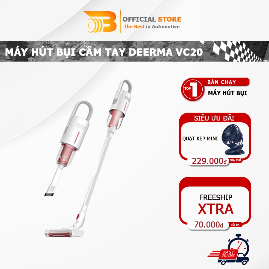 Máy hút bụi cầm tay DEERMA VC20 Plus công suất 150W pin 2200mAh 3 đầu độ hút Bigmart86