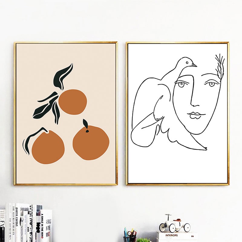 Tranh vải canvas hình cô gái trừu tượng phong cách Bắc Âu cổ điển treo tường trang trí cho phòng khách