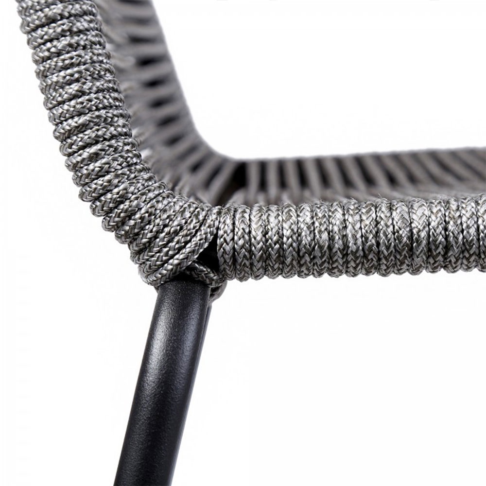 Ghế cao ngồi quầy bar có tựa lưng IBIE Shasta chân sắt sơn tĩnh điện, khung đan dây rope cao cấp, tùy chọn màu sắc