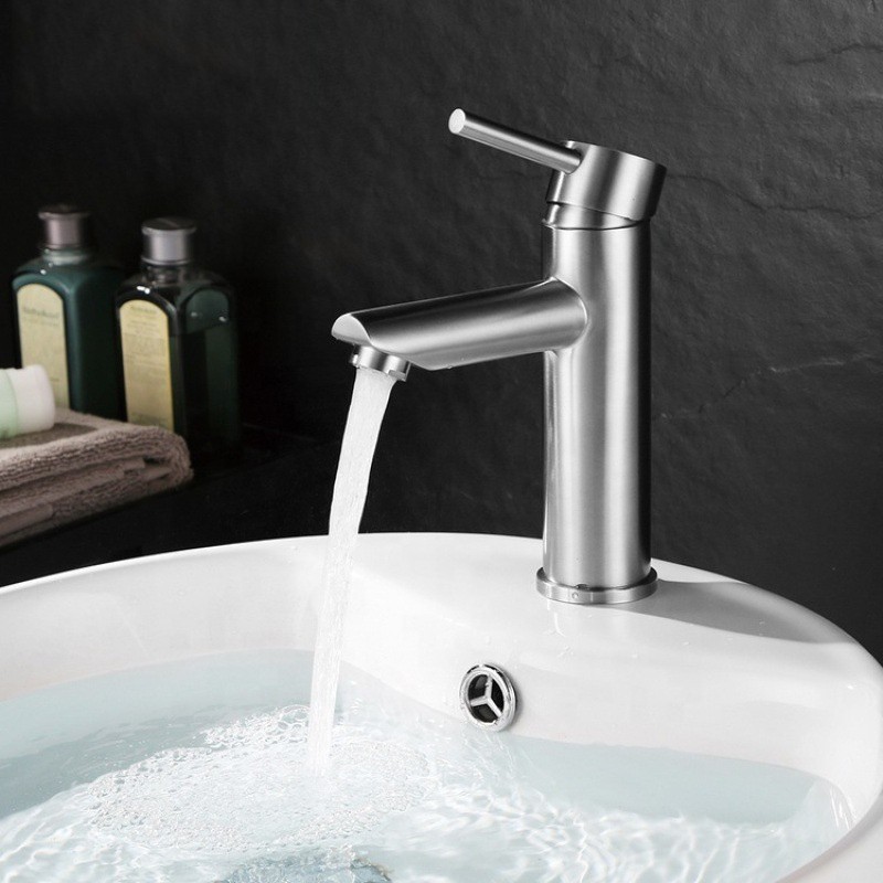 [Mã BMBAU50 giảm 7% đơn 99K] Vòi Lavabo Lạnh Schmidt Inox 304 Tròn 1 Đường Nước (Tặng dây cấp)