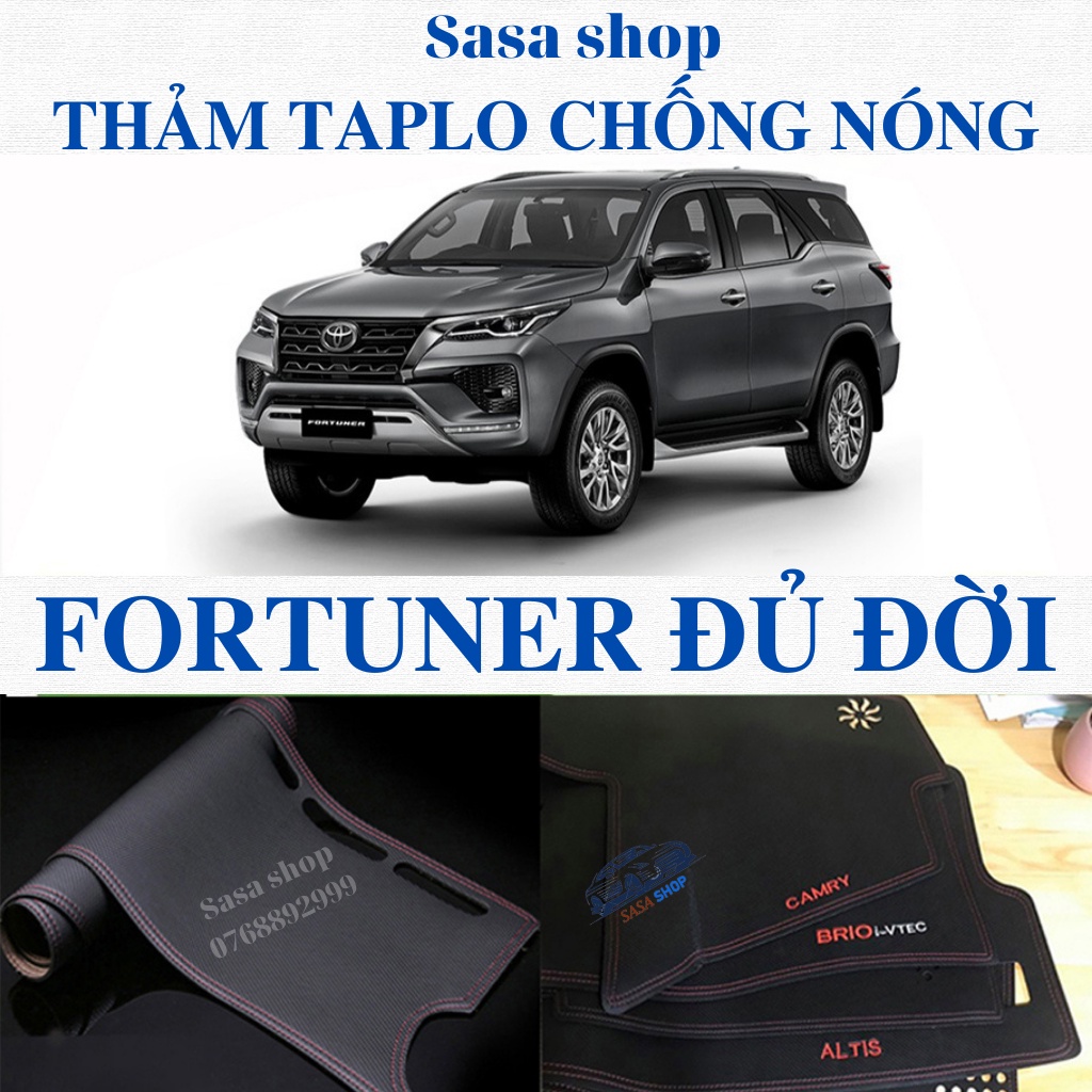 Fortuner, thảm taplo da vân carbon chống nóng toyota Fortuner 2017-2020