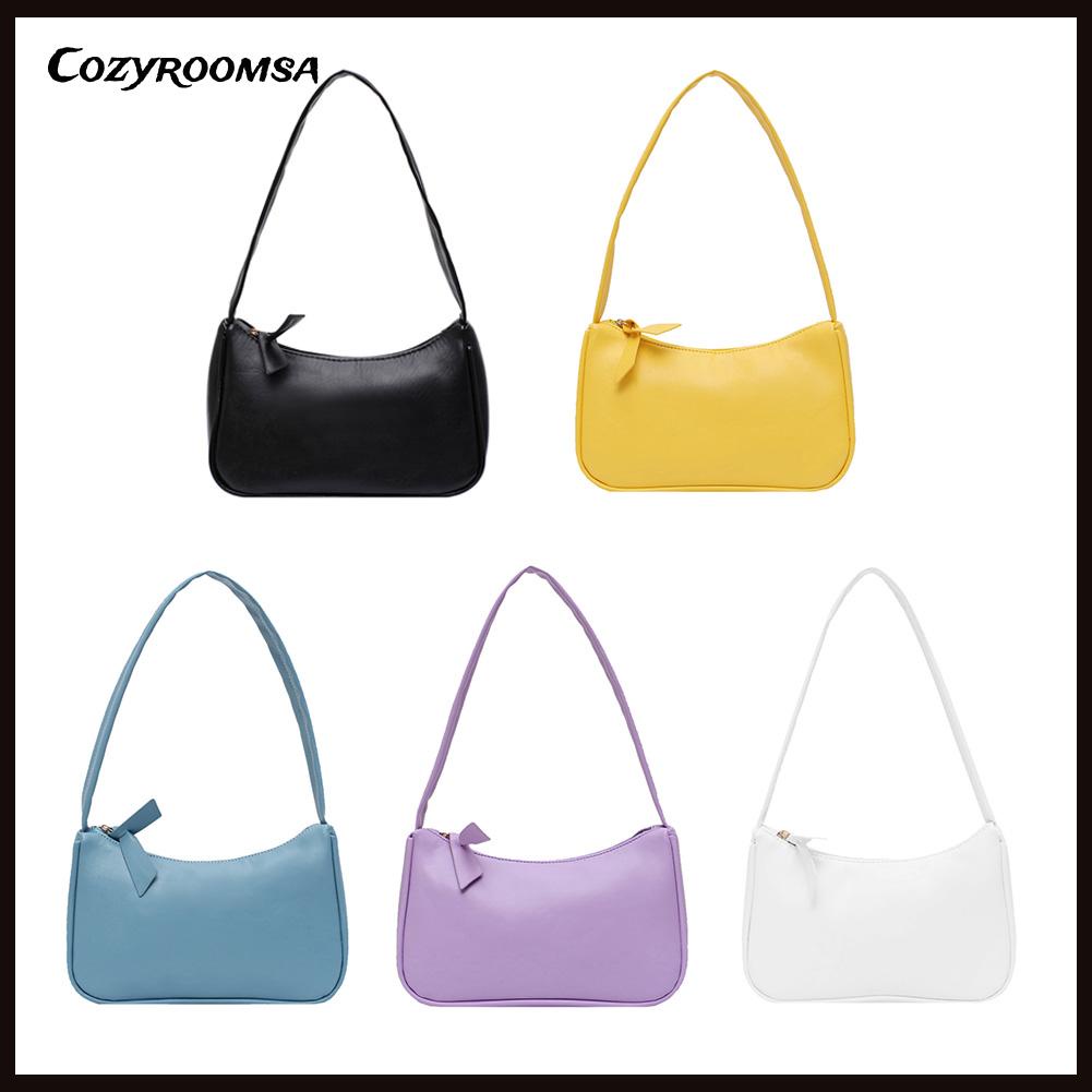 Túi xách da PU mềm màu trơn thời trang cho nữ