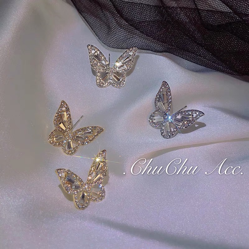 Khuyên tai bướm đá sáng party siêu đẹp BĐ130