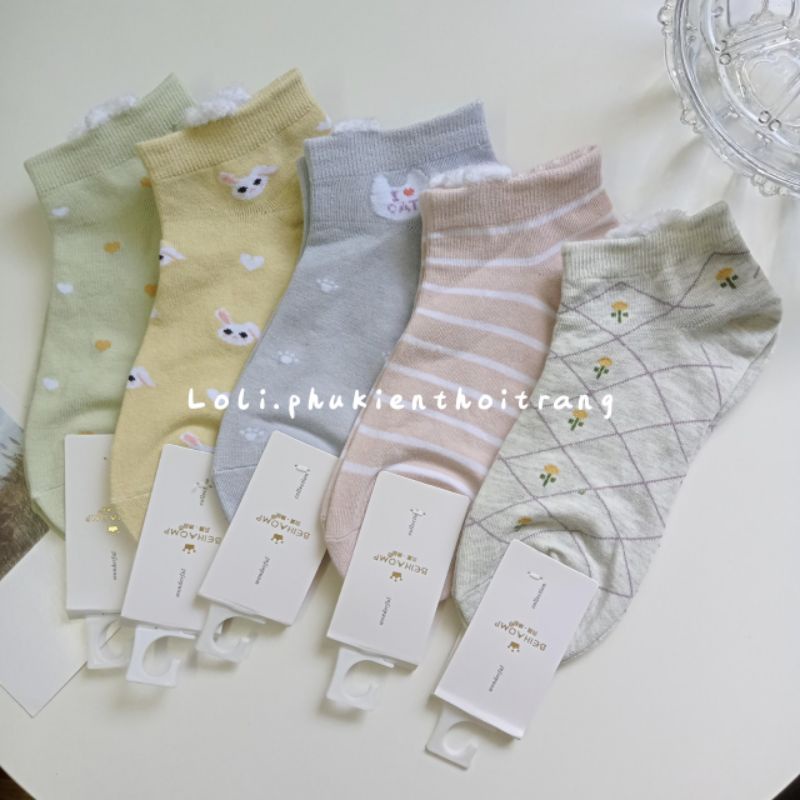 Tất Vớ Nữ Cổ Ngắn In Hình Dễ Thương Phong Cách Hàn Quốc Cho Nữ (TN020)