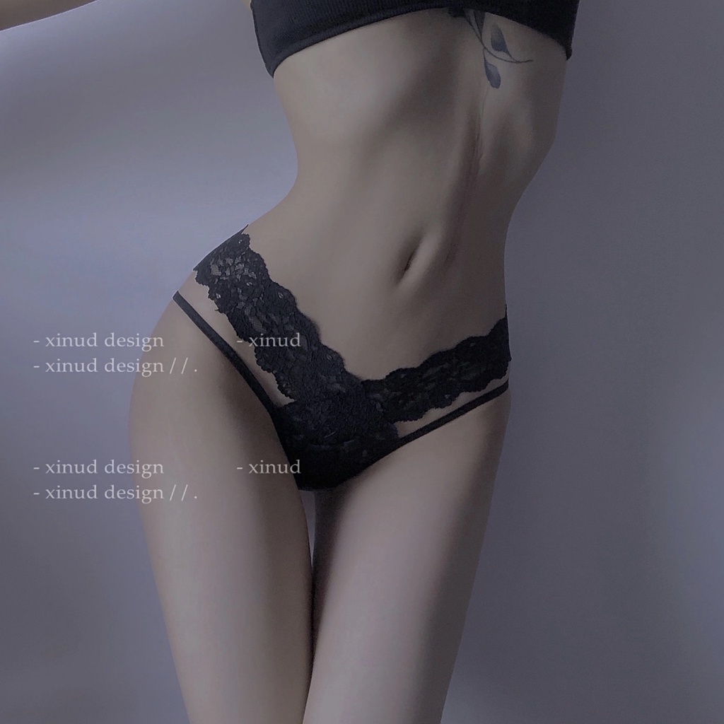 Quần Lót Ren Lọt Khe Cạp Thấp Chéo Hông Sexy, Đồ Lót Cotton Nữ Gợi Cảm Dễ Thương | Ibra's Store I58