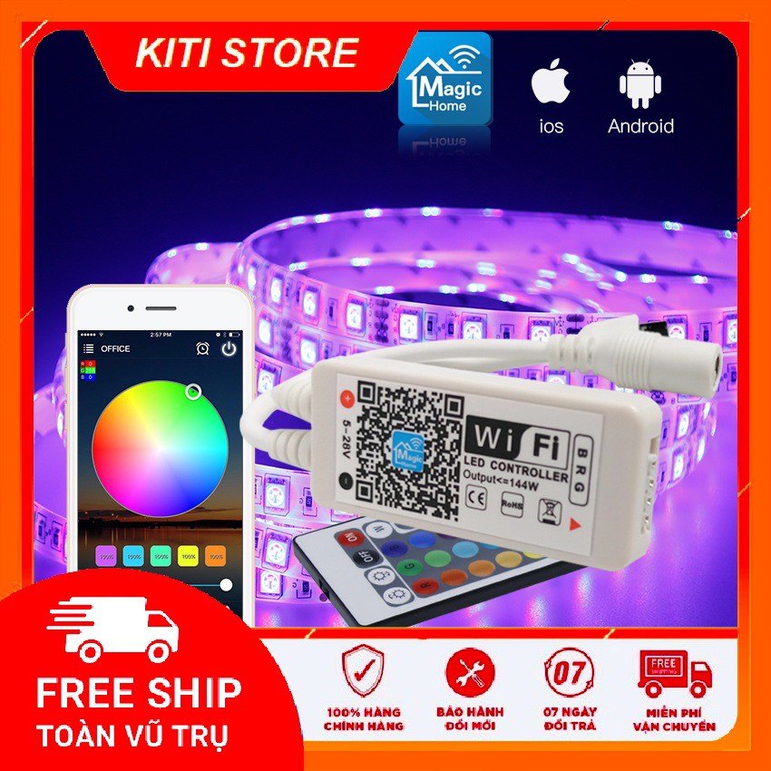 Bộ điều khiển Led dây RGB 5050 thông qua wifi điều khiển bằng giọng nói thông qua ứng dụng Magic Home App 4.2