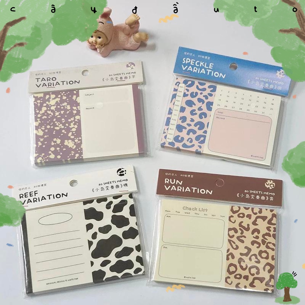 Bộ 80 Giấy Ghi Chú Và Theo Dõi Công Việc Trang Trí Màu Sắc Note For Memo Cây Đầu To