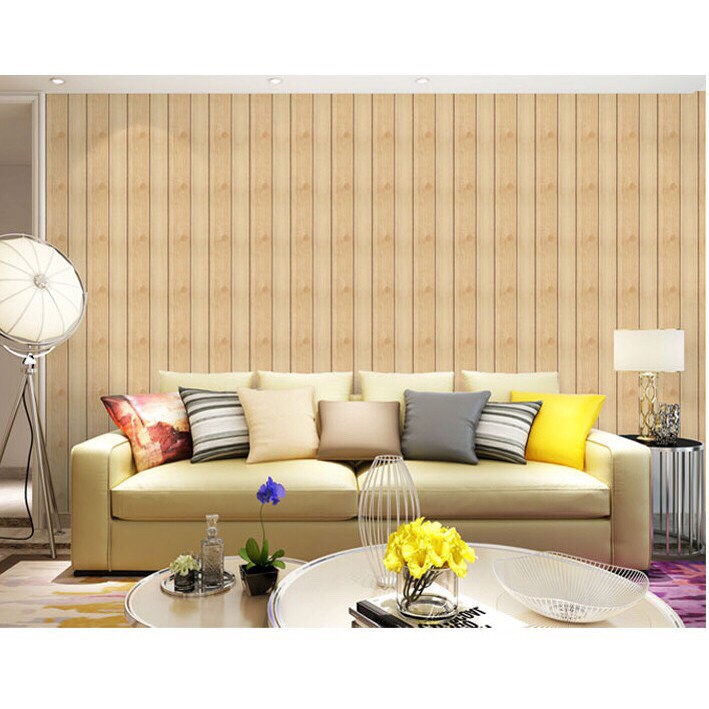 Decal Giấy dán tường Sọc Gỗ Vàng dài 10M khổ rộng 45cm có sẵn keo