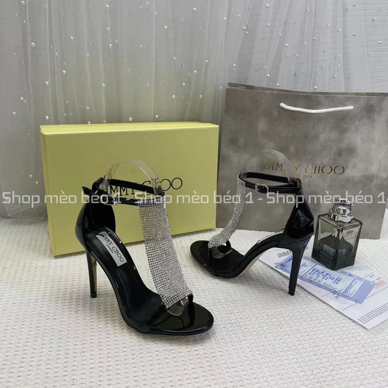 Sandal jc yếm đá hở mũi gót nhọn quai ngang fullbox