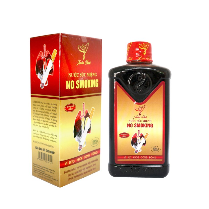 [CAM KẾT CHÍNH HÃNG] Nước Súc Miệng No Smoking – Nước Súc Miệng Cai Thuốc Lá Xuân Vinh 400ml + Tặng móc khoá