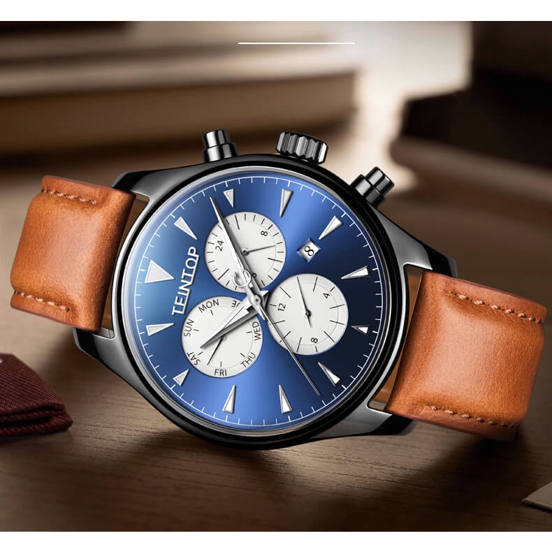 Đồng hồ nam chính hãng Teintop T7837-1 Kính sapphire ,chống xước,Chống nước,dây da máy cơ(Automatic),Bảo Hành 12 Tháng