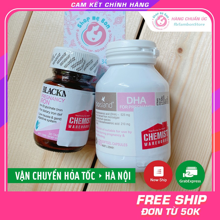 [Có Tem Chemist] COMBO BẦU ÚC - DHA bầu, Sắt bầu (Date mới nhất) - Xuất xứ Úc