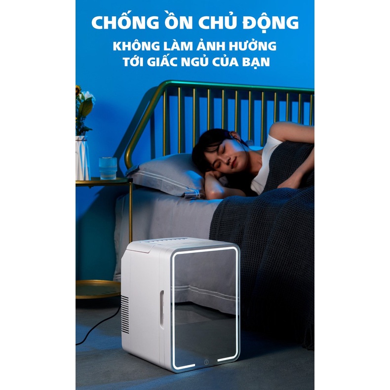 Tủ lạnh mini mặt gương có đèn led đựng mỹ phẩm dung tích 10 Lít [ BẢO HÀNH 1 ĐỔI 1] tiết kiệm điện benhome68