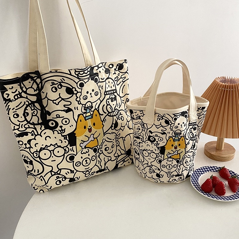 Túi tote túi xách dễ thương kiểu Hàn Quốc hình Corgi cục xương - Ảnh thật shop chụp