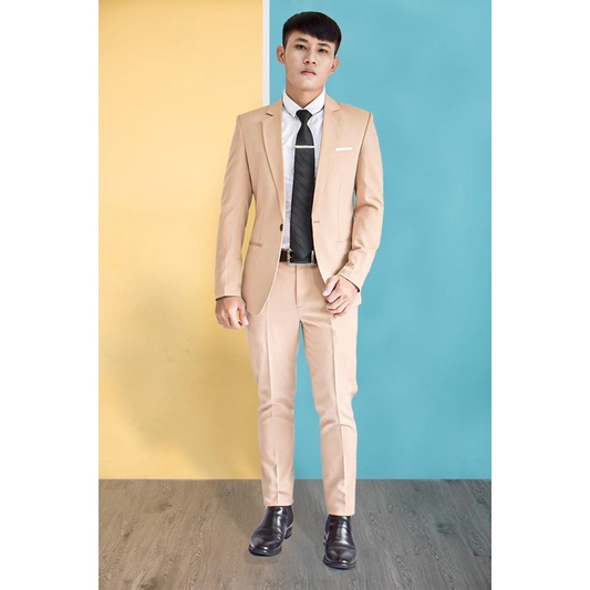 Xả kho áo vest nam giảm tới 70%. Áo vest chú rể, vest công sở, vest nam hàn quốc màu be sữa chất vải đẹp, k nhăn, k xù