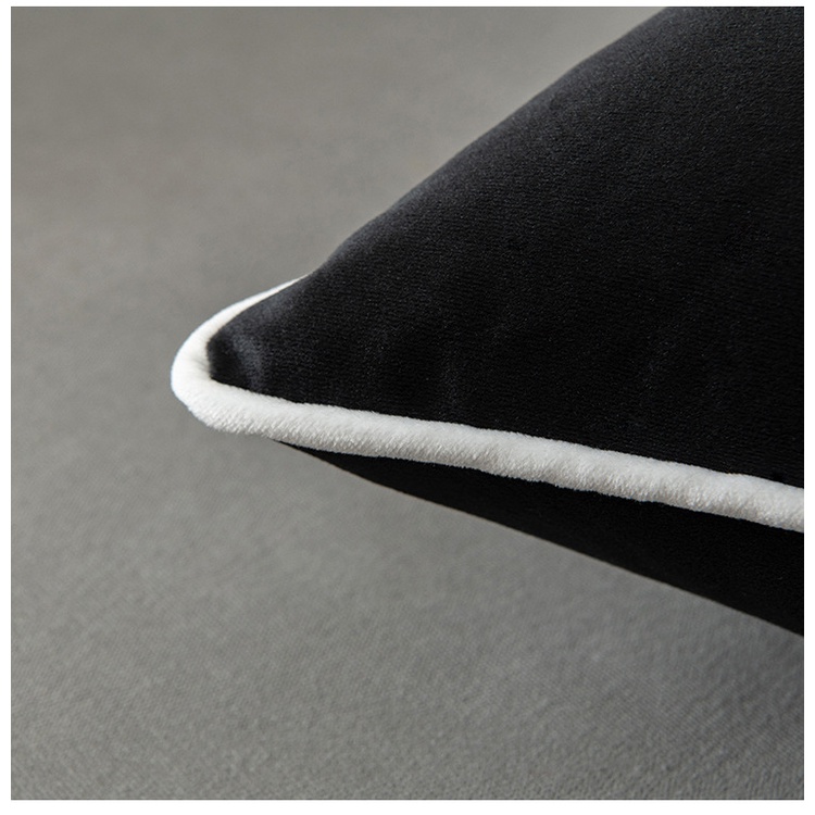 Vỏ Bọc Đệm Gối Sofa Vải Nhung Hình Vuông Có Khóa Kéo Màu Trắng Đen Hiện Đại Đơn Giản Trang Trí Nhà Cửa