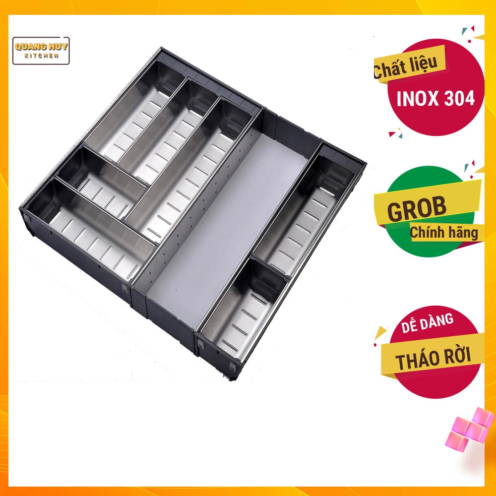 Khay chia thìa dĩa inox 304 cho ngăn kéo tủ bếp cam kết inox 304 chuẩn