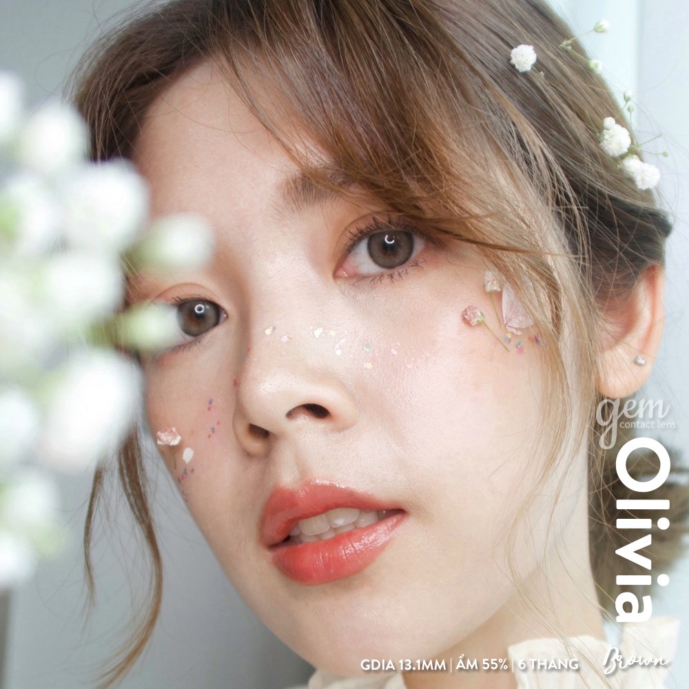 Áp Tròng OLIVIA NUDE BROWN Ẩm Cao 55% HSD 6 Tháng Lens Nâu Lạnh Không Giãn Viền Mỏng Hottrend Đủ Độ Có Lệch Mắt Nhạy Cảm