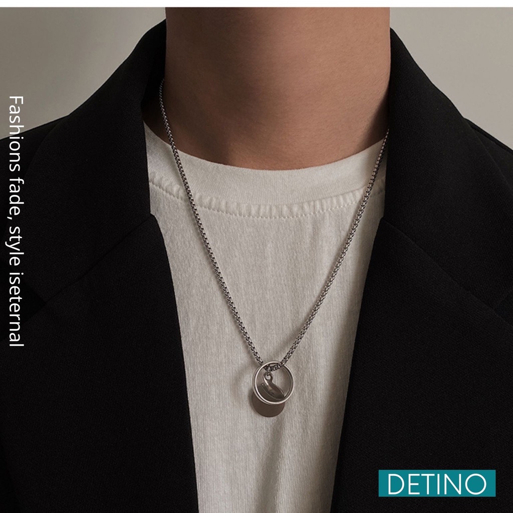 Dây chuyền nhẫn unisex titan nam Wang Yibo phong cách Cuban hiphop DETINO DC09
