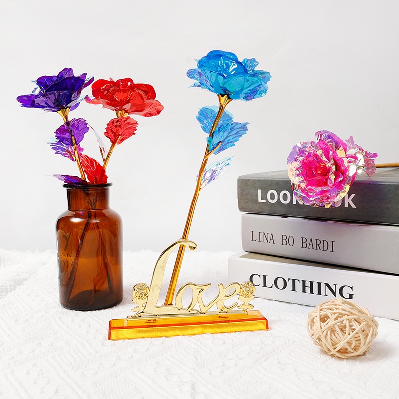 Bó Hoa Hồng Nhân Tạo Nhiều Màu Sắc Có Đèn LED Phát Sáng Độc Đáo Trang Trí Nhà Cửa/ Tiệc Cưới