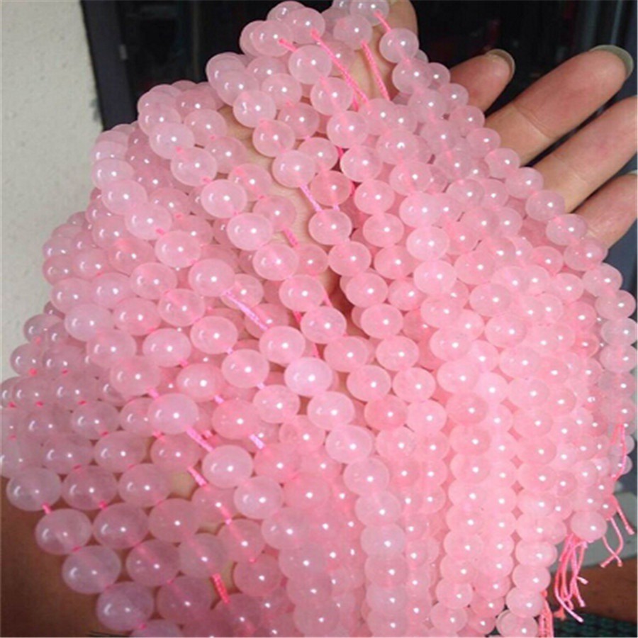 1 Chuỗi Hạt Đá Thạch Anh Hồng Và Đen Tự Nhiên Hình Tròn Dùng Làm Trang Sức