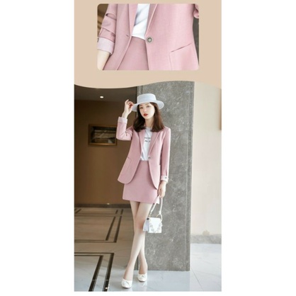 Hàng nhập - Set bộ vest nữ kèm chân váy trẻ trung thanh lịch, sét đồ công sở blazer