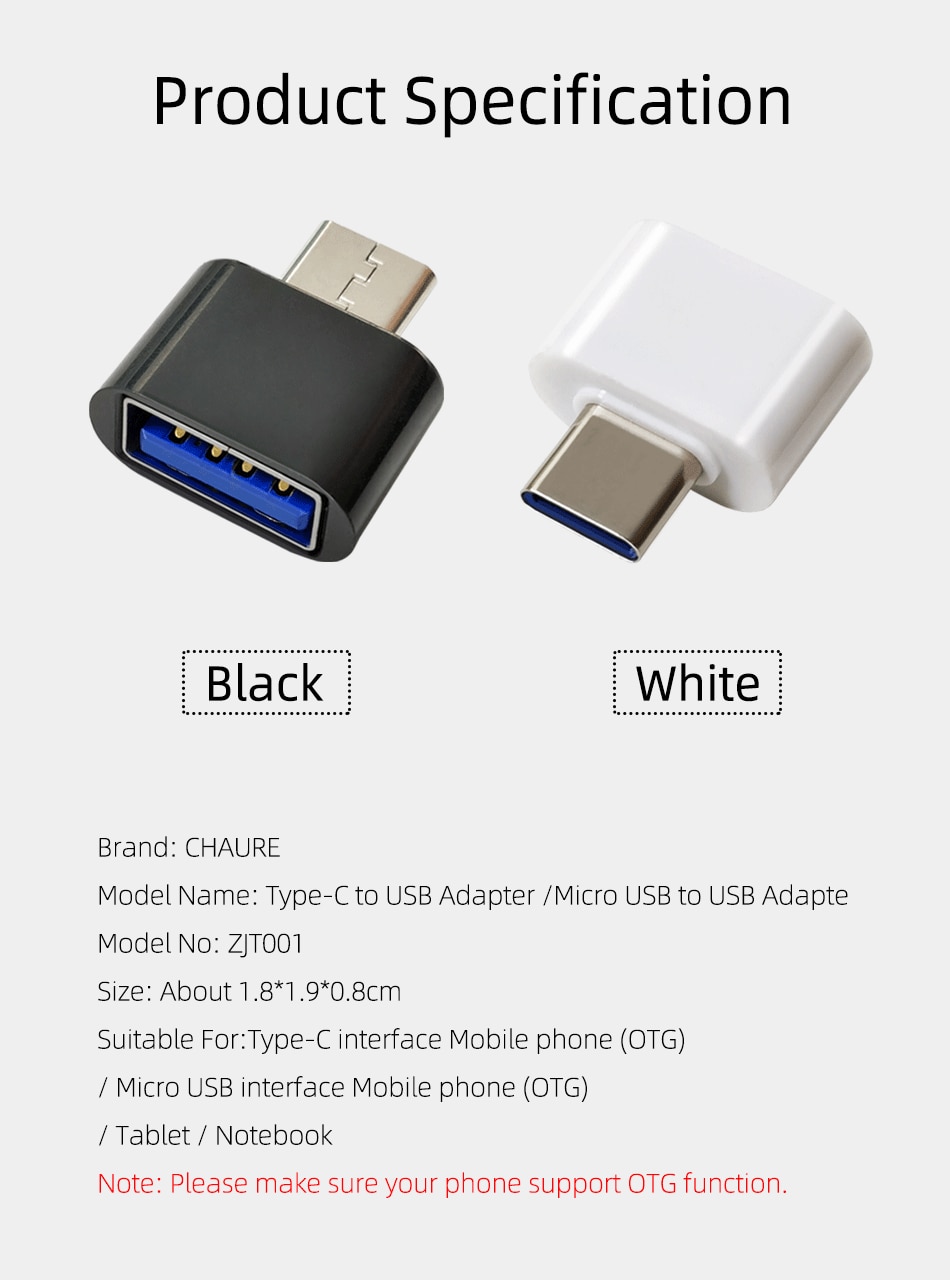 Đầu chuyển đổi Otg Micro Usb / Type-C sang cổng Usb 2.0 cho thiết bị Android chất lượng cao | BigBuy360 - bigbuy360.vn