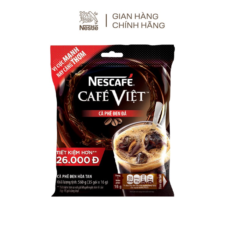 Combo 3 bịch cà phê hòa tan Nescafé café Việt cà phê đen đá (Bịch 35 gói x 16g)