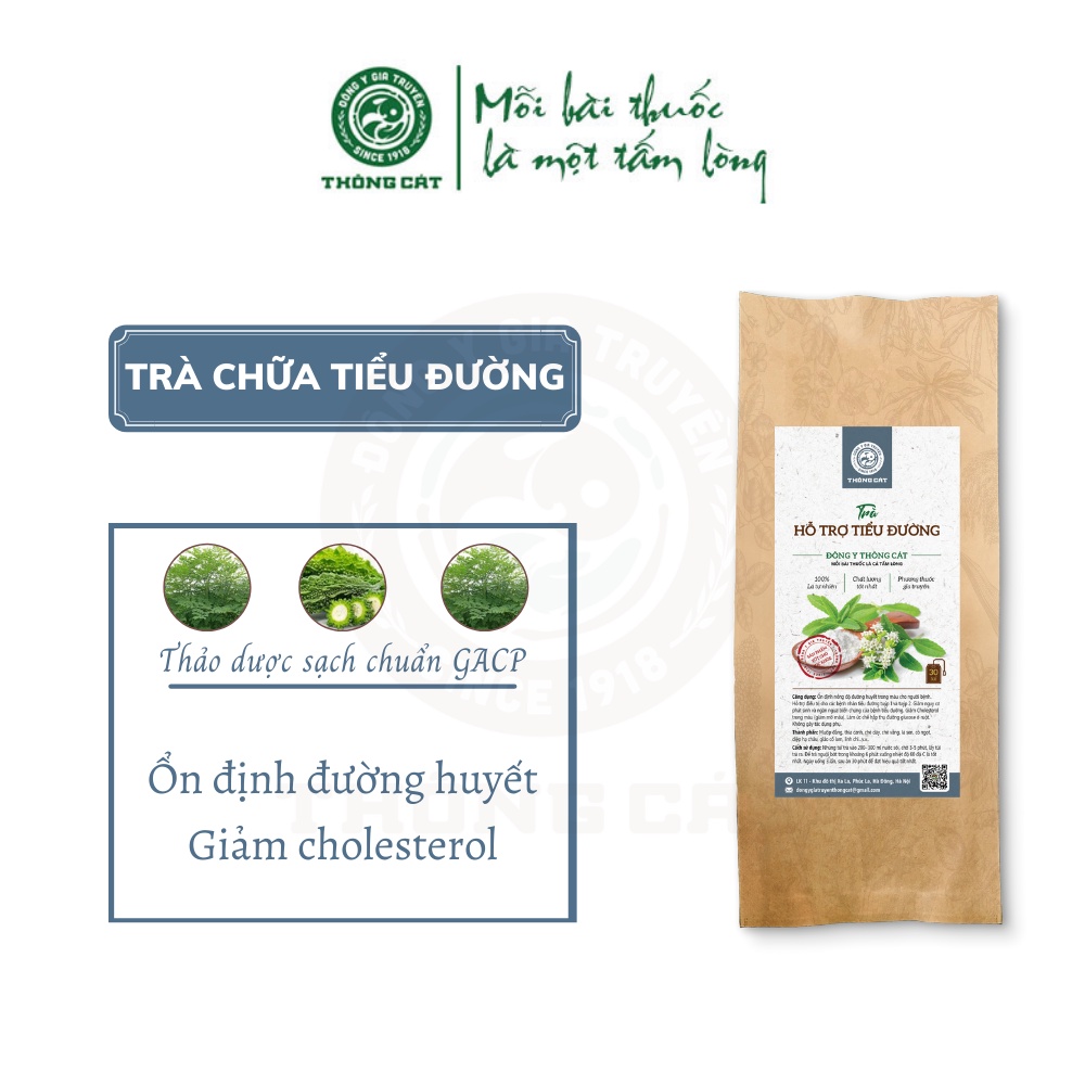 Trà tiểu đường_Thảo mộc túi lọc ổn định đường huyết, giảm nguy cơ đái tháo đường Đông y gia truyền Thông Cát Since 1918