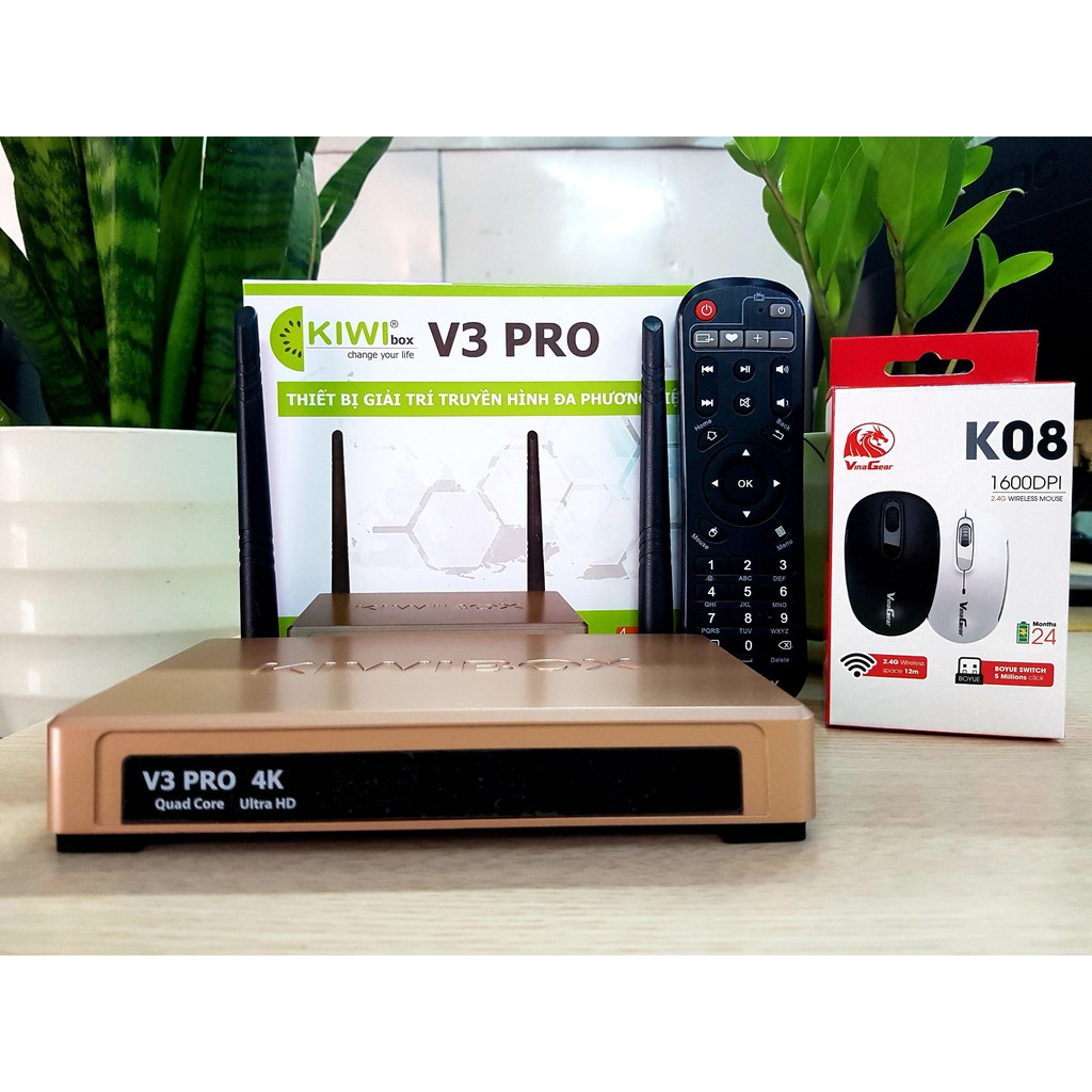 Android Tivi Box  KIWI V3 PRO – RAM 2GB,BLUETOOTH 4.1 Android 7, 2 Anten Wifi mạnh mẽ, Mới 100% , Hàng Chính Hãng